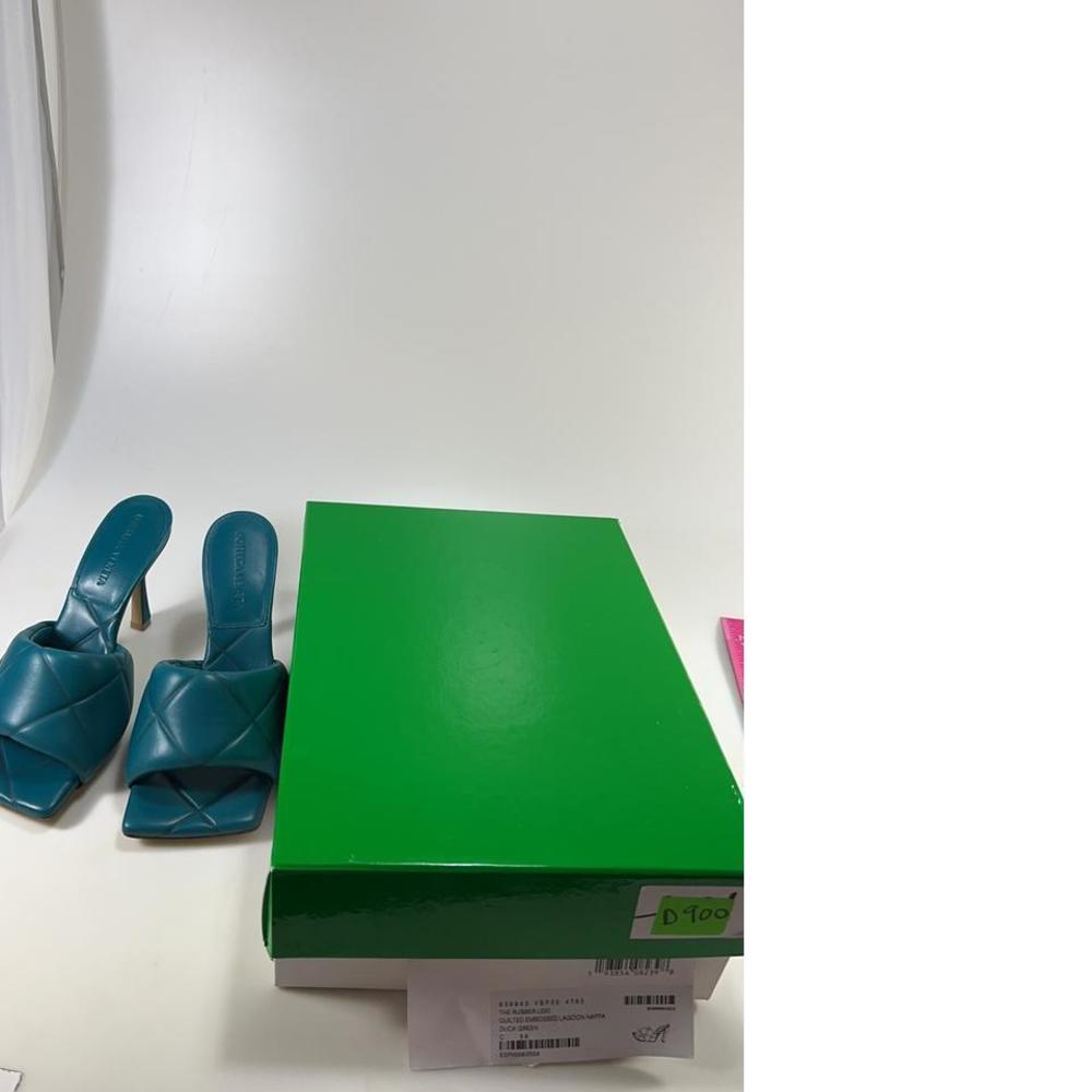 Rubber Lido Duck Green Quilted Square Toe Classic Sandals Heels D900 - Picture 2 of 11
